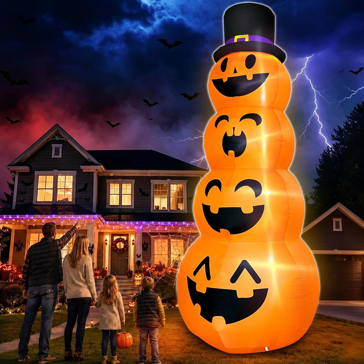 turnmeon 12ft giant witch pumpkin halloween inflatables decorations, close-up detail