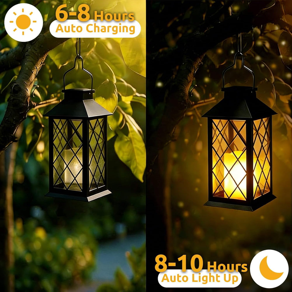 14'' Large Tempered Glass Solar Lanterns Outdoor Waterproof