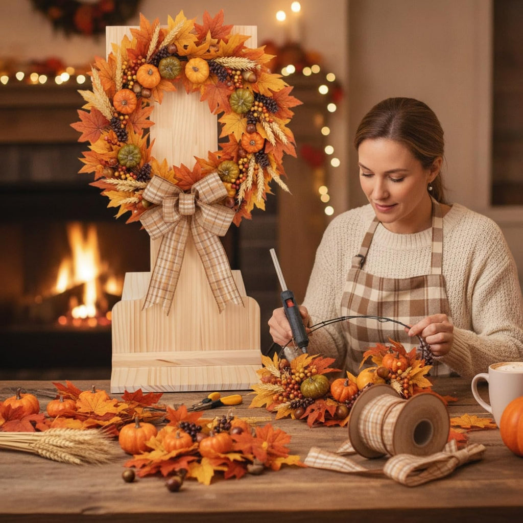 12'' wood wreath easel stand holder board for showing dimensions