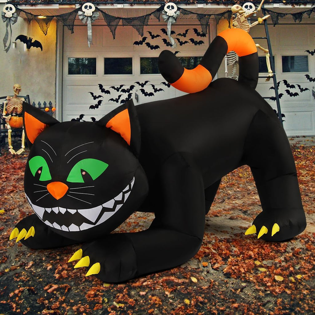 comin 6 ft halloween inflatables black cat outdoor, side view