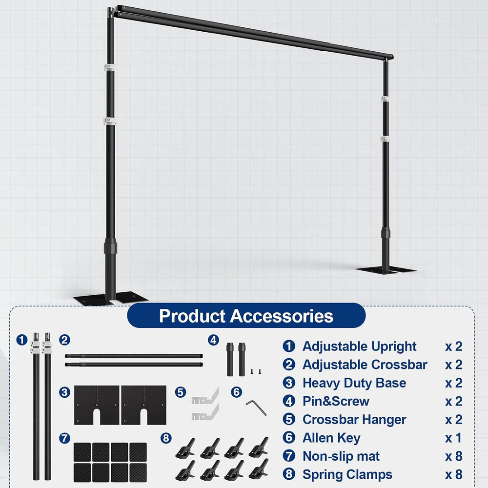 EMART Backdrop Stand Heavy Duty 8.9x10Ft Double Crossbar Pipe and Drape