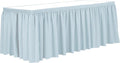 Ultimate Textile Pleat Polyester Fabric Table Skirt - Machine Washable Flame Resistant with Clips for Events, Weddings & Trade Shows, Cut & Sewn in Paterson, NJ - Ice Blue, 17' Shirred Pleat