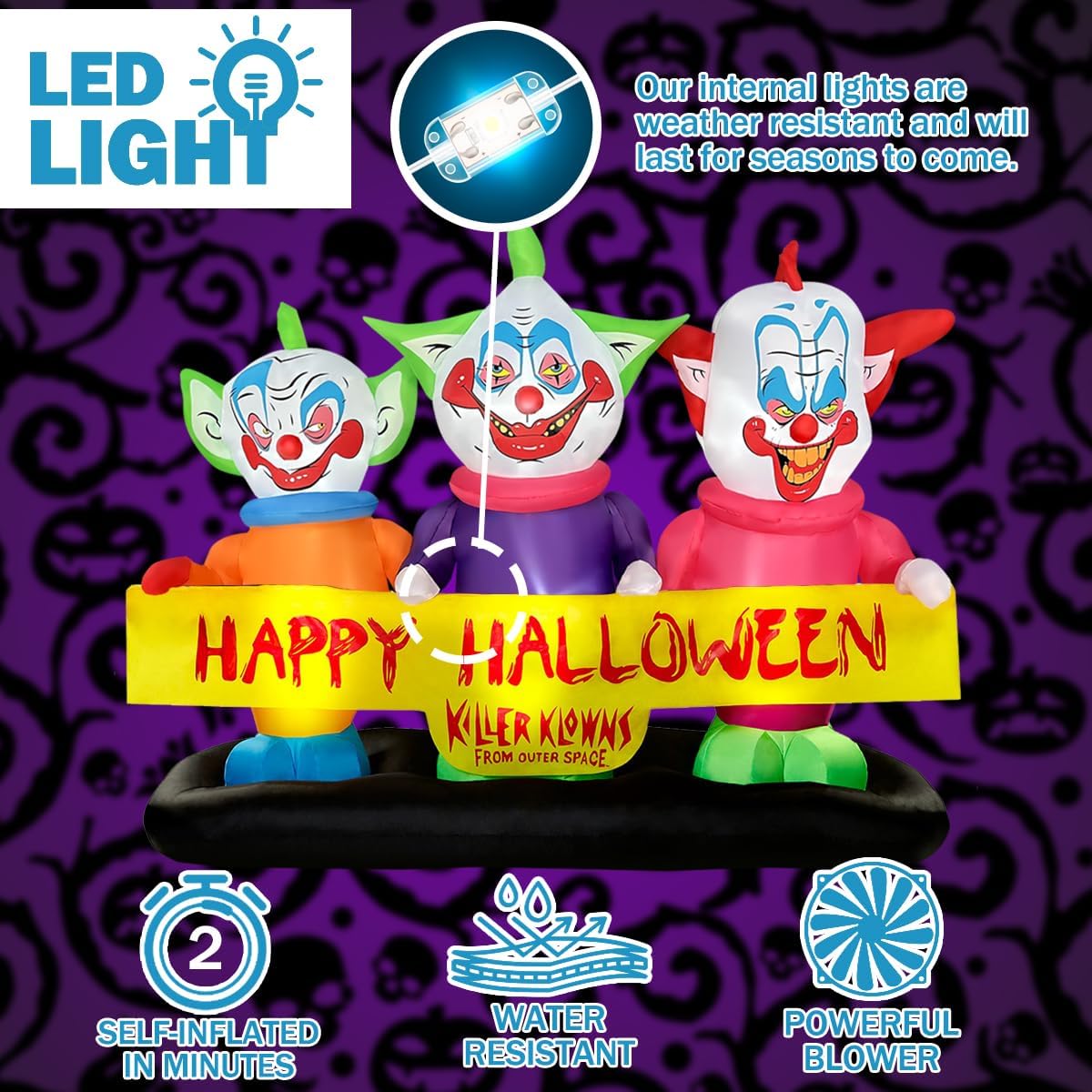 blowout fun 6ft long halloween inflatable three killer, side view