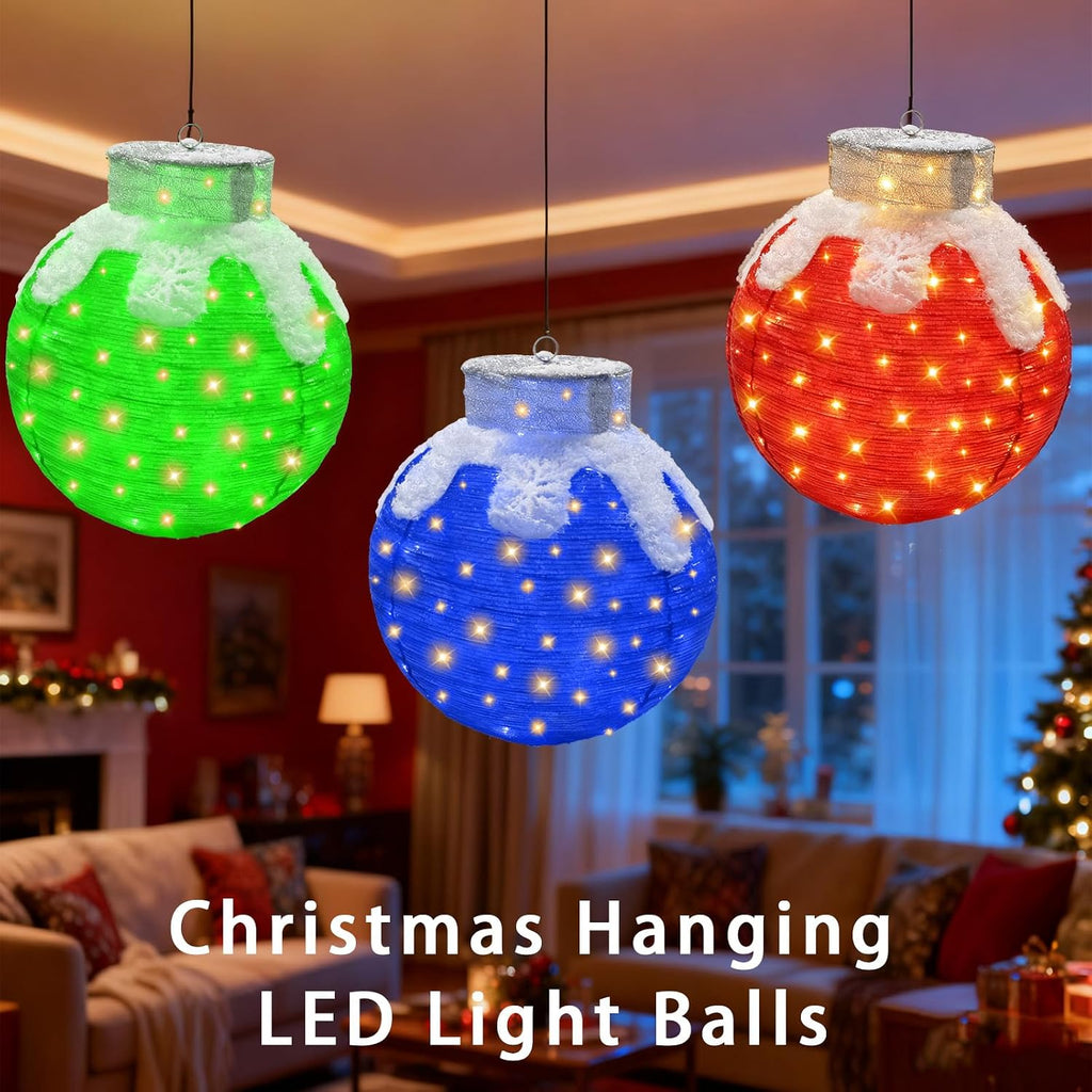 christmas ball lighted, 3pc set holiday balls with, package contents