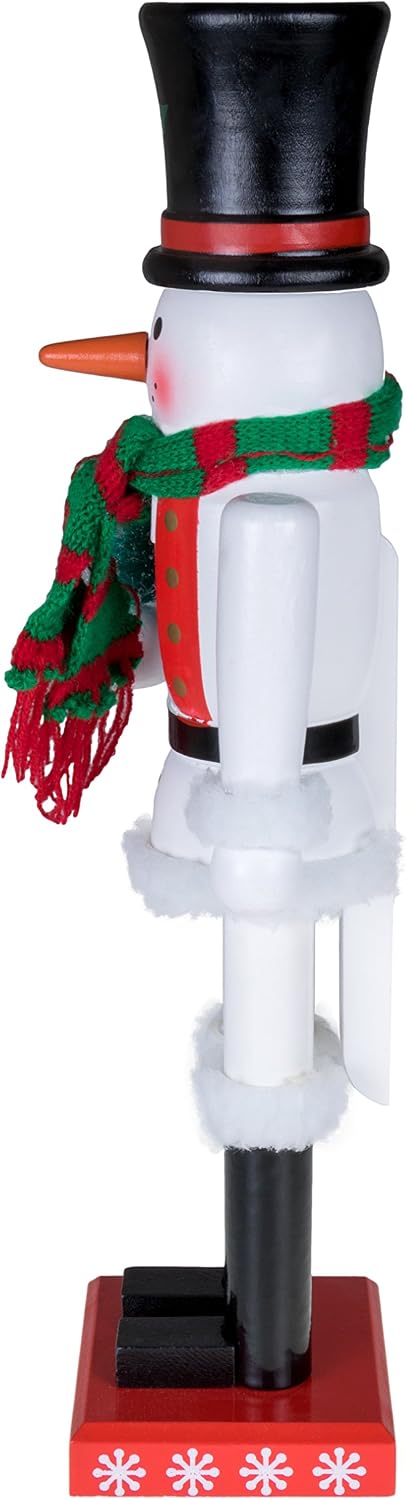 Clever Creations Snowman 15 Inch Traditional Wooden Nutcracker, Festive Christmas Décor for Shelves and Tables