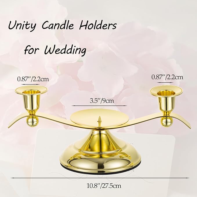 Unity Candle Holder for Wedding Ceremony Set - Romadedi 3 Arm Metal Gold Candle Stand for Pillar Taper Candlestick Unity Candles Centerpiece Decor Bride Reception Anniversary Decoration Gift