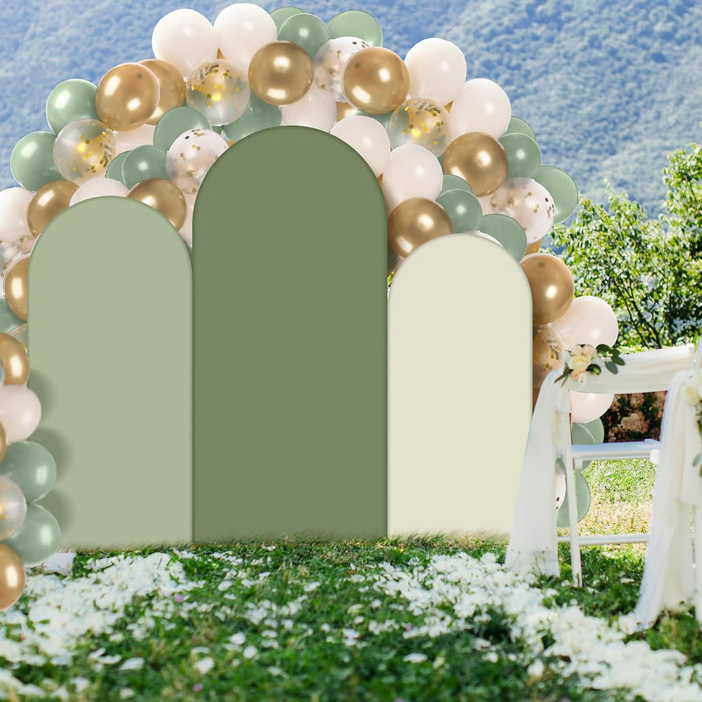 Foilswirl 34 Pcs Sage Green Arch Cover and Balloons Sage Green Backdrop