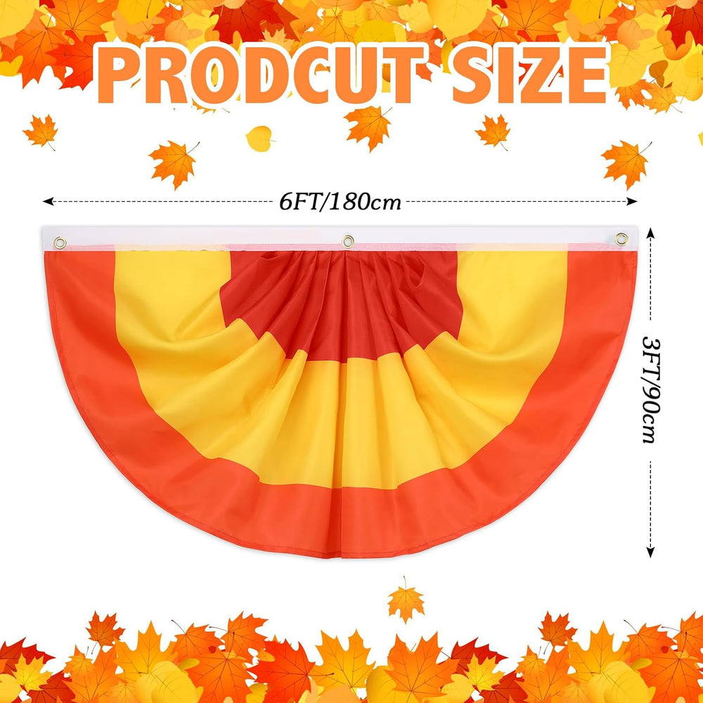 4 Pcs 3 x 6 ft Orange Fall Thanksgiving Flag Buntings for Outside