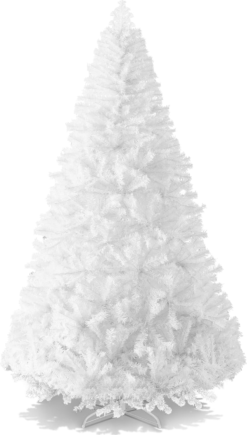 Best Choice Products Artificial Christmas Tree, White 6ft Premium Pine Unlit Holiday Decoration, Full Size Décor Easy Assembly w/Metal Stand