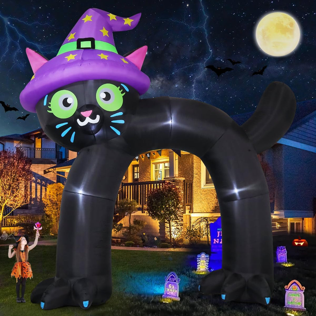 comin 14ft halloween inflatables outdoor decorations black cat showing dimensions