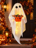 UQJE Hanging Ghost Candy Bowl, Lighted Halloween Treat Holder