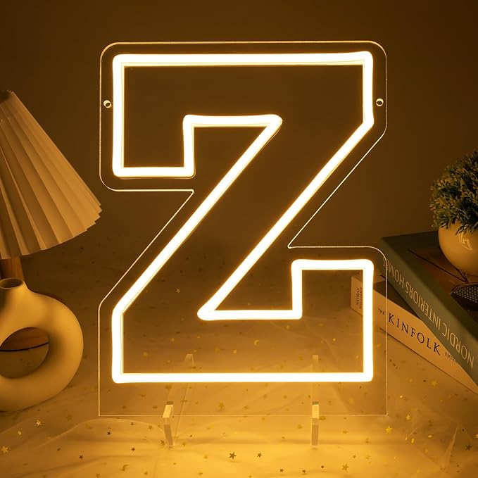 Light Up Letters Z, Led Marquee Letter Lights Neon Sign, 13.9" Height Decorative Lighted Alphabet Number, Battery/USB Powered Led Letters Lights for Wedding, Birthday, Party, Christmas or Home Decor