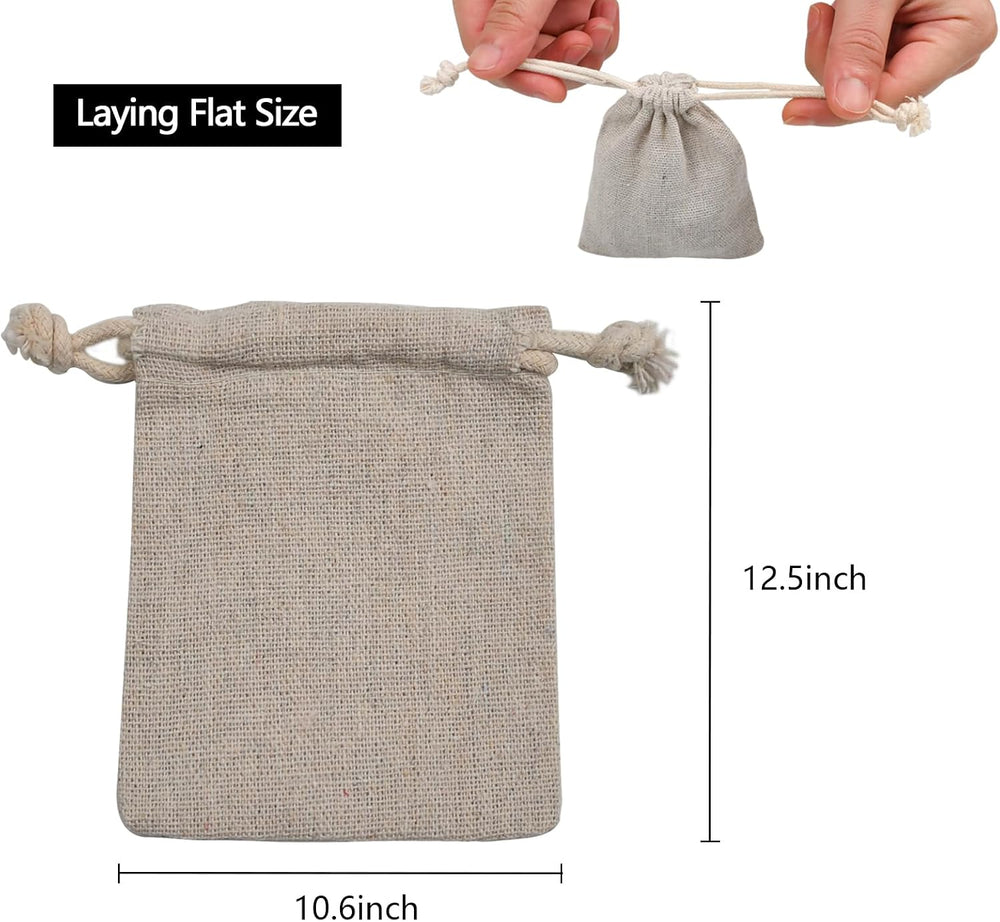 calary 50pcs Double Canvas Drawstring Bag Cotton Pouch Gift Sachet Muslin Reu...