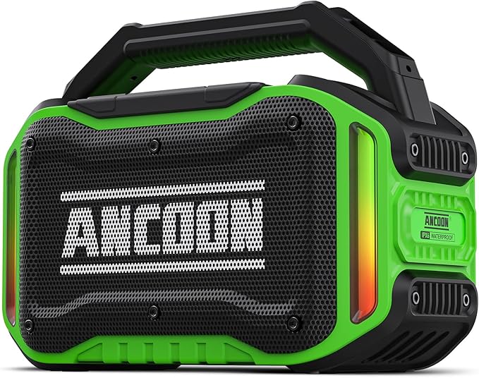 Speakers Bluetooth Wireless: 80W(Peak) Loud Speaker with Bass, 20H Playtime, IPX6 Waterproof, Large Jobsite Speakers for Work, Outdoor, Workshop, Garage, Portable Speaker with TWS (Green)