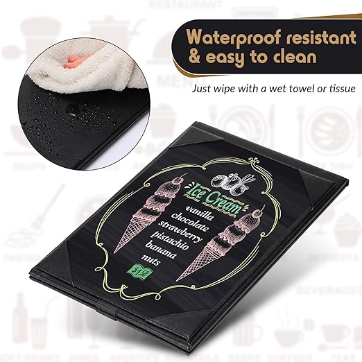 Gerrii Leatherette Table Tents Black PU Leather Menu Covers Bulk Double Sided Frame Sign Holders 2 Side Drink Dessert Menu Folders for Restaurant Coffee Cafe Bar Wedding Supplies(20 Pack,4 x 6 Inch)