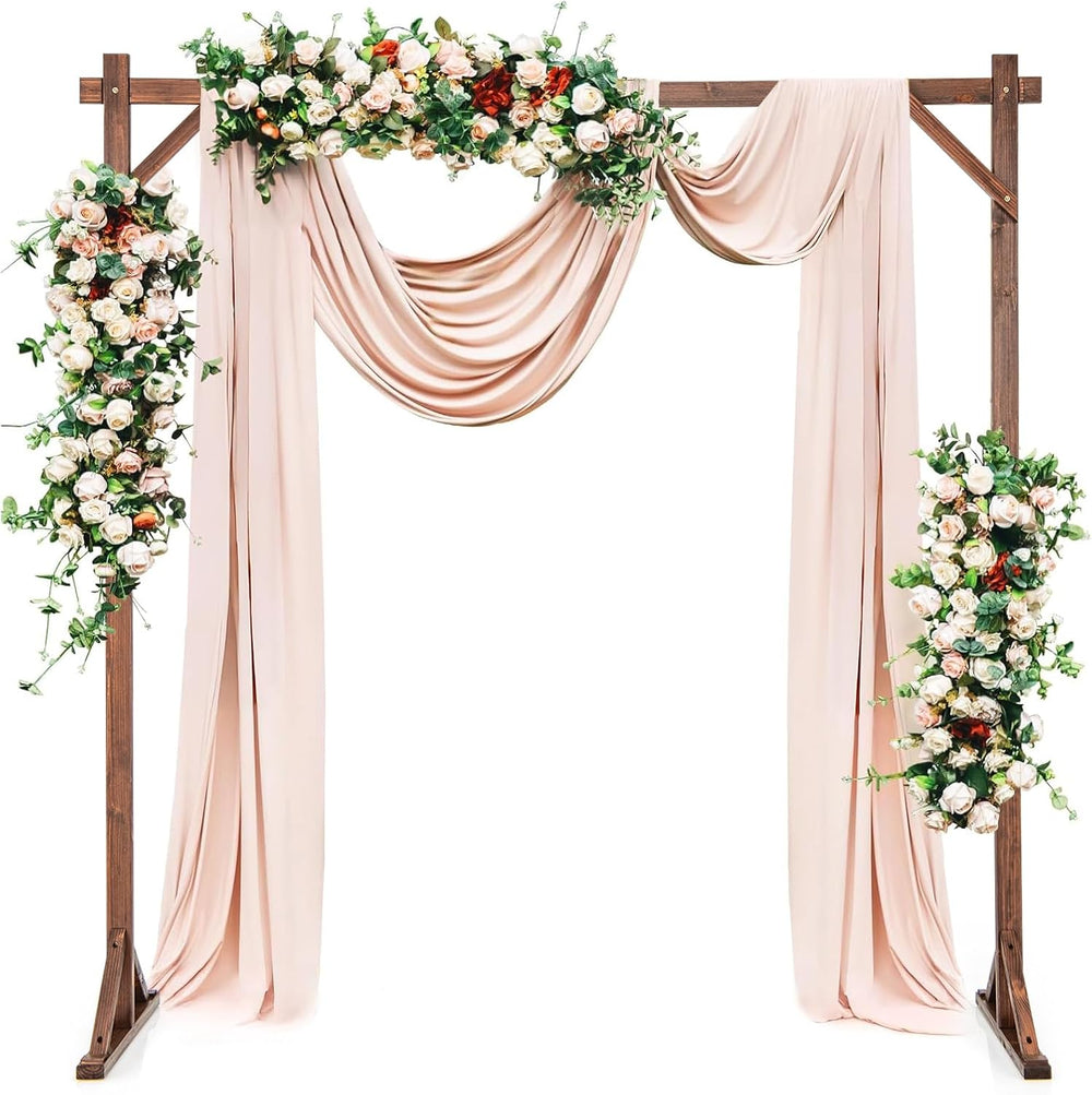 Moccha Wedding Arch, 7.2 FT Wooden Arch Backdrop Stand, Outdoor Archway Pergo...