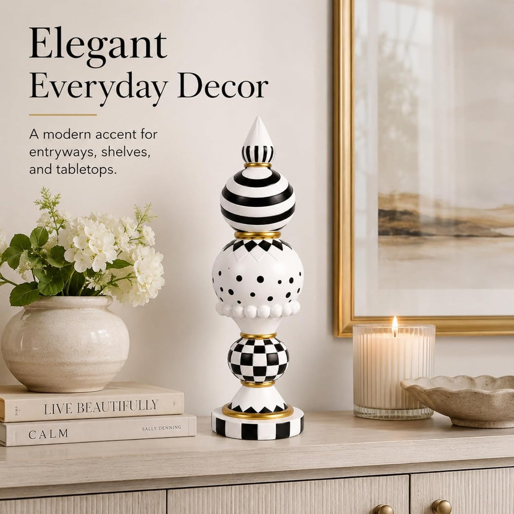 Black and White Checkered Fall Halloween Table Mantle Home Decor