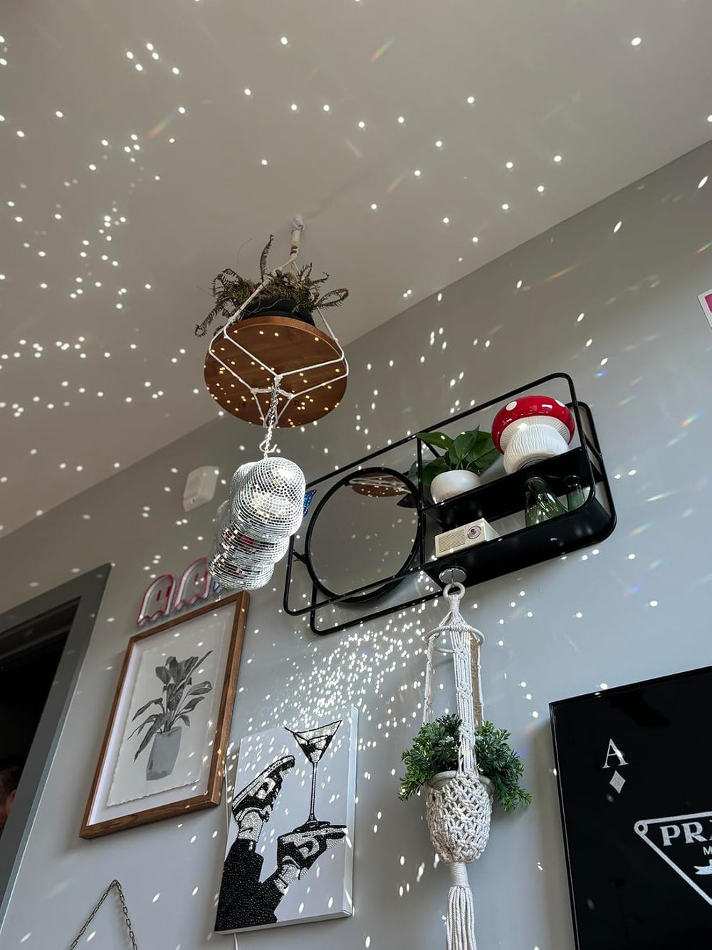 Silver Disco Cloud Ball, 12" Hanging Party Mirror Decor with Chain