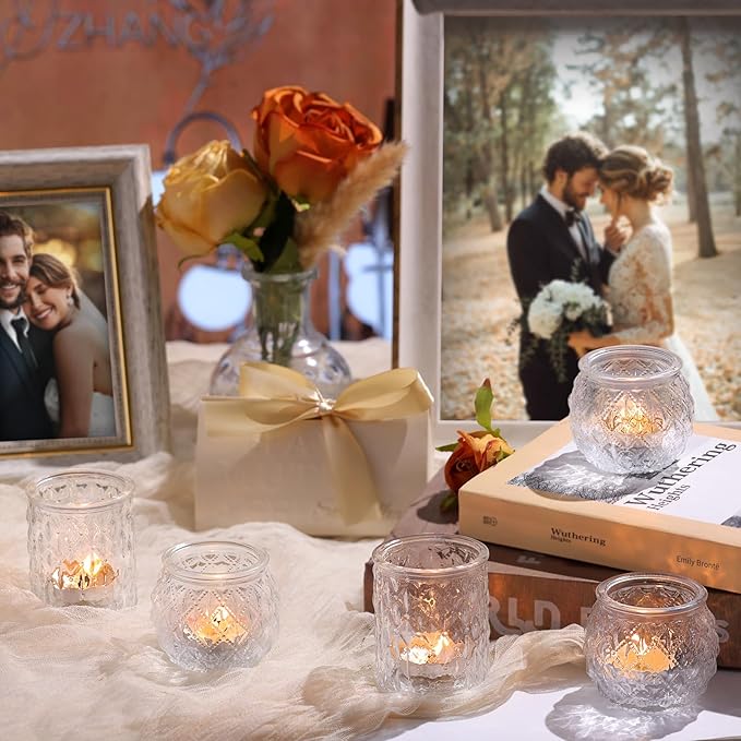 36pcs Assorted Clear Votive Candle Holders, Tea Light Candle Holders for Wedding Centerpiece, Glass Candle Holder for Table Centerpiece, Home and Party Decorations