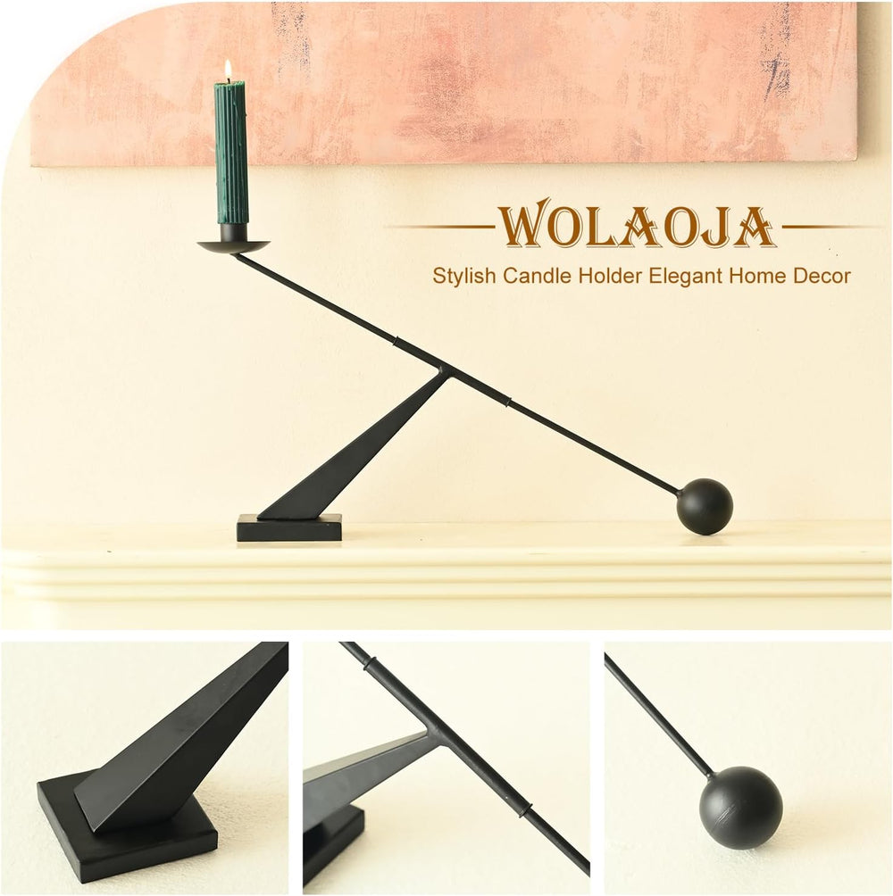 Modern Candle Holder Decor, Black Decorative Tapered Candlestick Holders, Can...