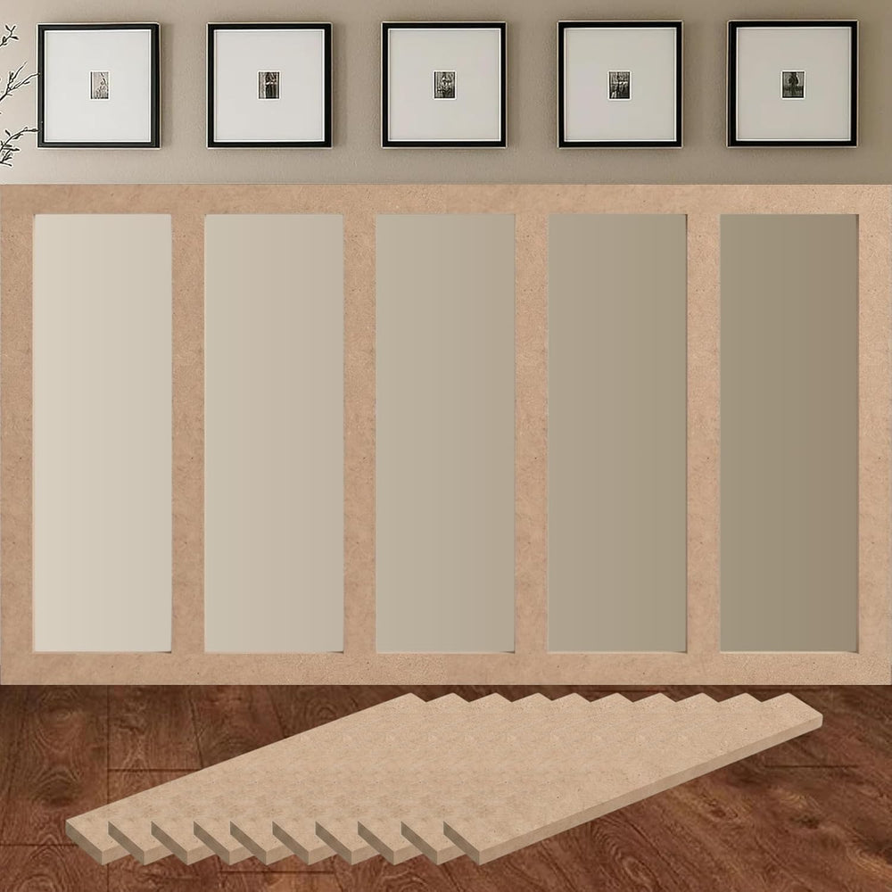 Pre-Cut Wall Molding Kit Raw MDF Board and Batten 10 Pack