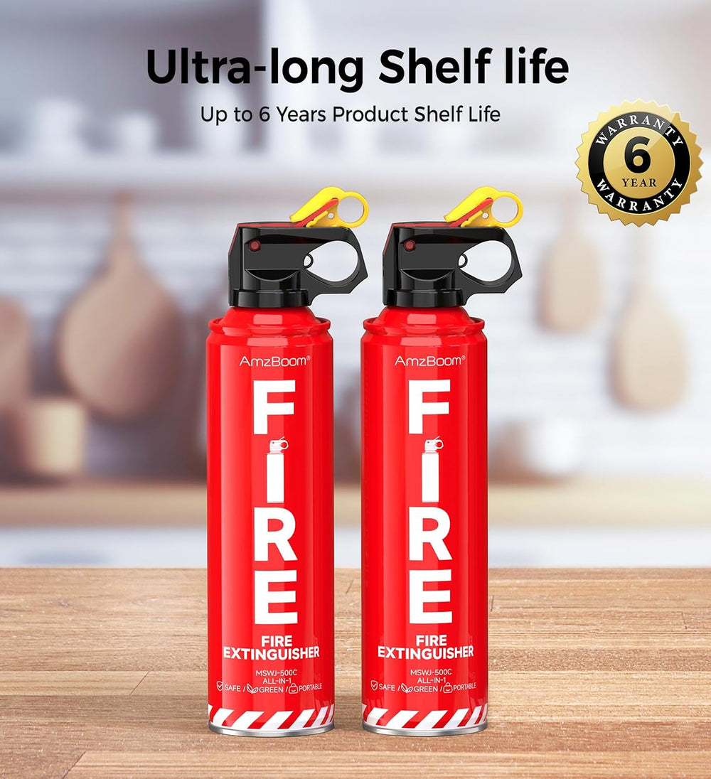 AmzBoom 2-Pack Fire Extinguisher for Home, Kitchen, Car, and Grill with Mount...