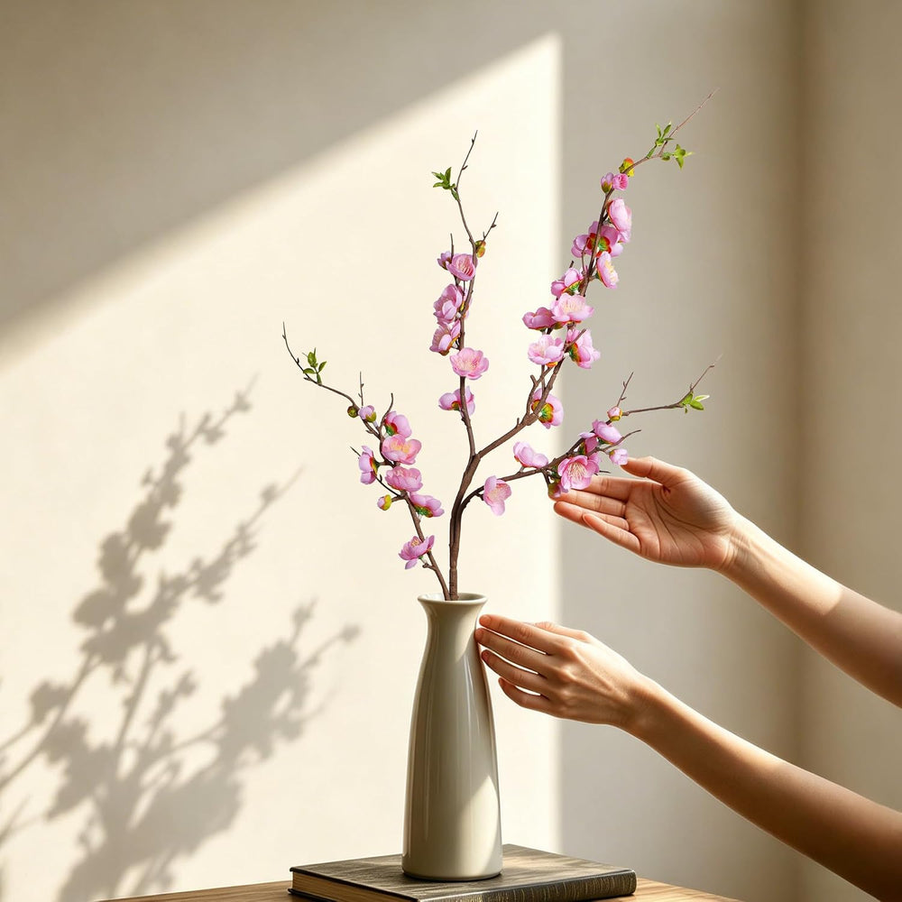 4PCS Pink Cherry Blossom Branches 35.4'' Long Stem Artificial Flowers...