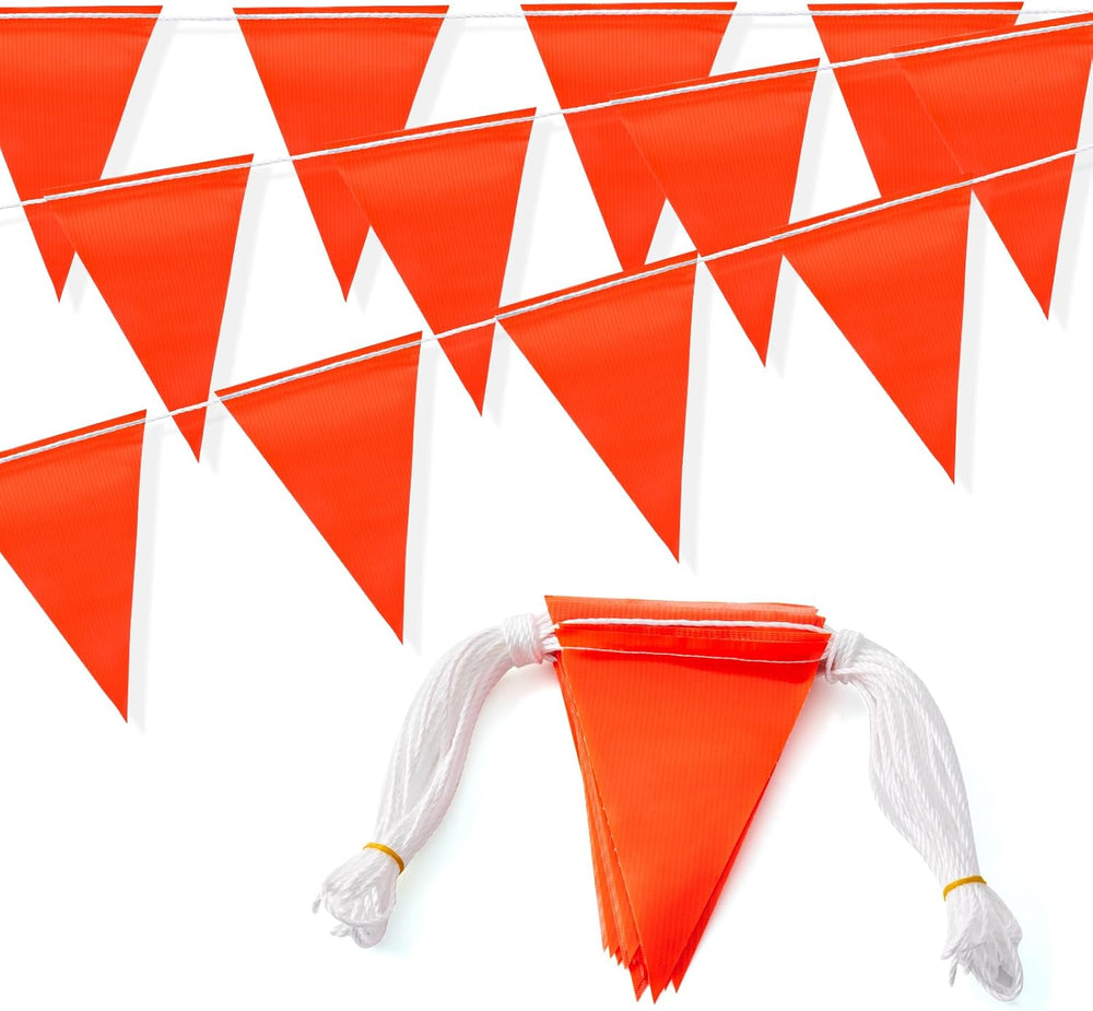 Safety Warning Pennant Banner Flags(Orange,45pcs,105ft)