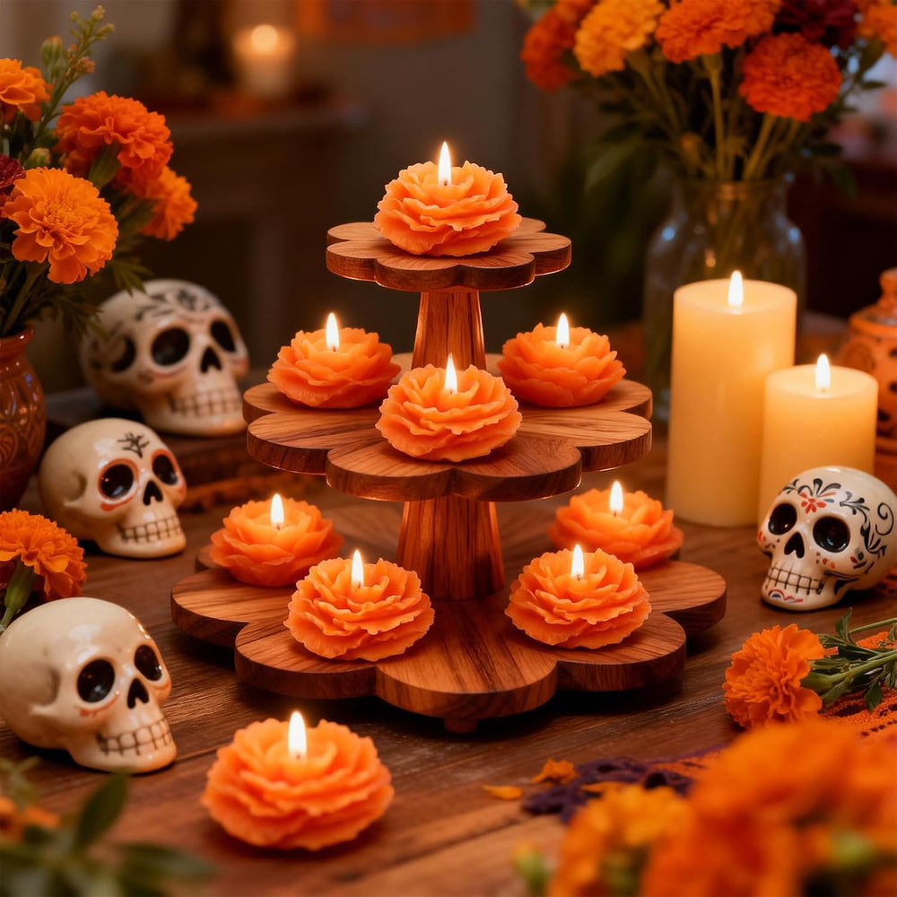 24 PCS Marigold Orange Candles, Day of The Dead Decor