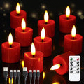 Rechargeable Flameless 1.6" x2.5" Tea Light Candles with Remote & Type-C Charging Cable, Timer LED Flickering Burgundy Plastic 9pcs Mini Dripping Wax Votive Tealight Candles