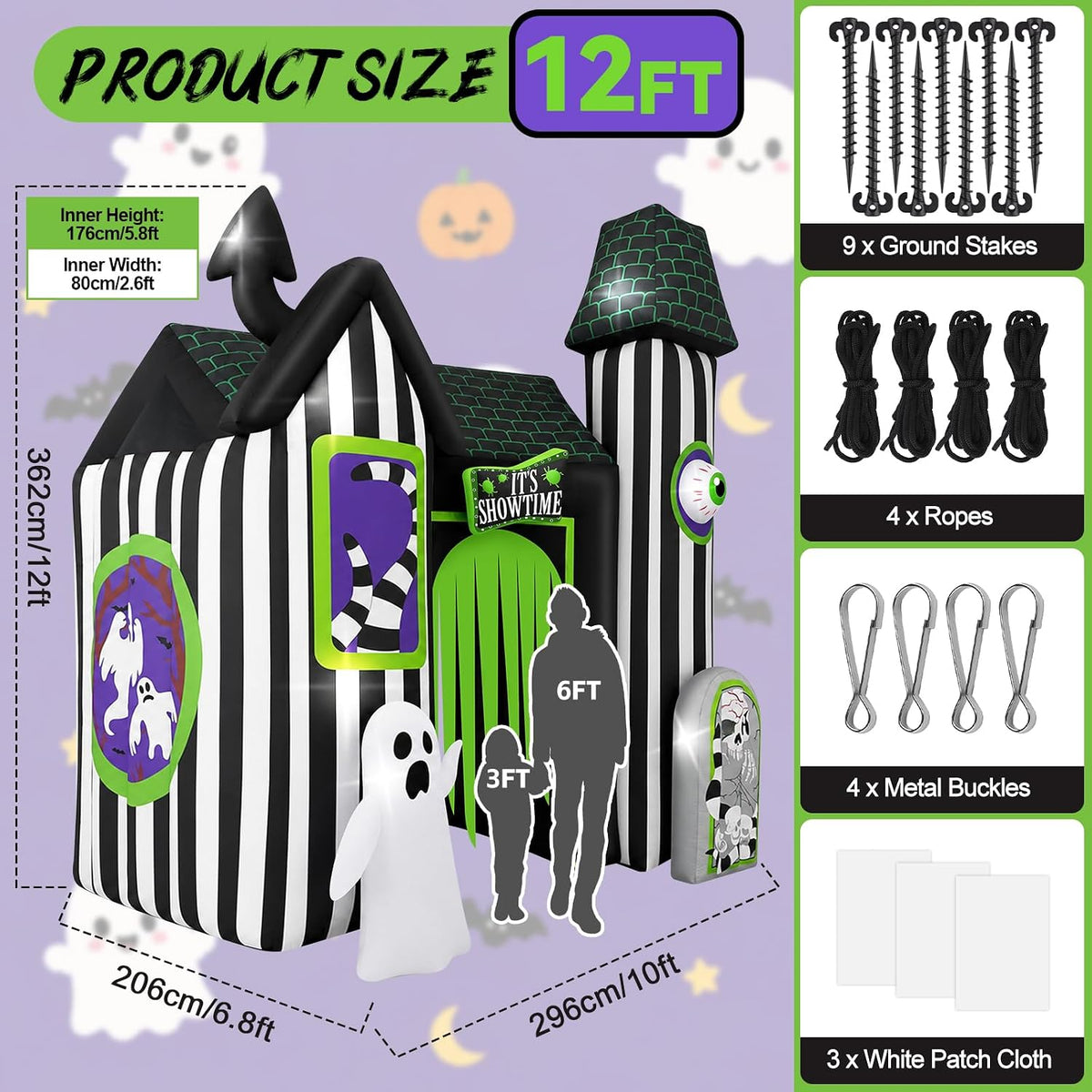 Kalolary 12FT Halloween Inflatable Arch Giant Haunted House Inflatable Tunnel