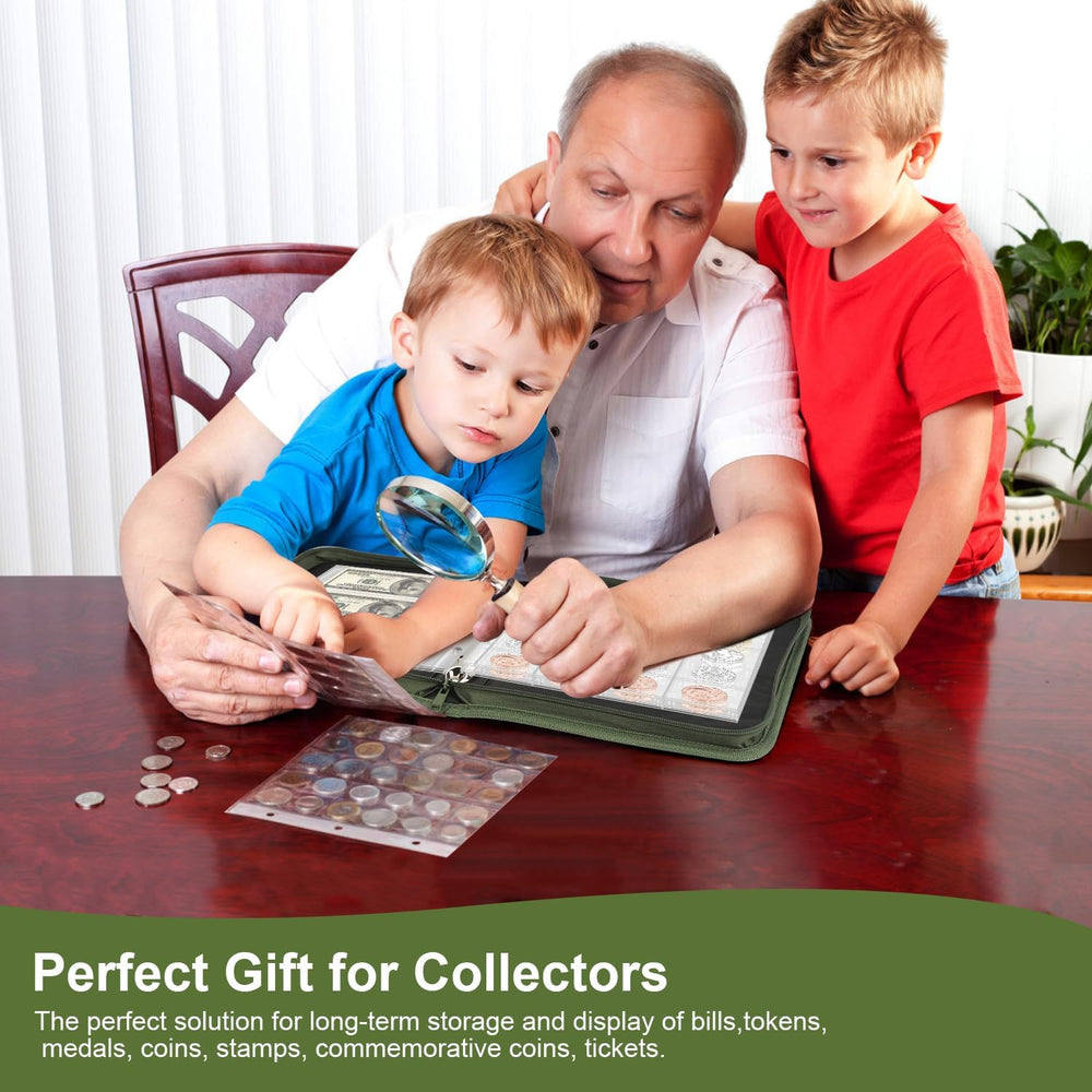 Coin Collection Book Holder for Collectors, 520 Pockets Fireproof Coins Colle...