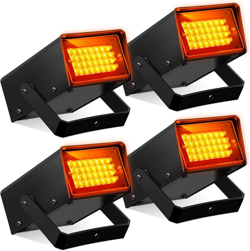 Treela 4 Pack Strobe Party Light Small Bright LED Outdoor, Orange, 32 LED