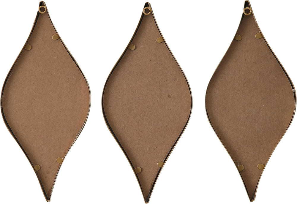 Decorative Tear Drop Gold Mirror Wall Decor 6 X 15 Inch, Set of 3
