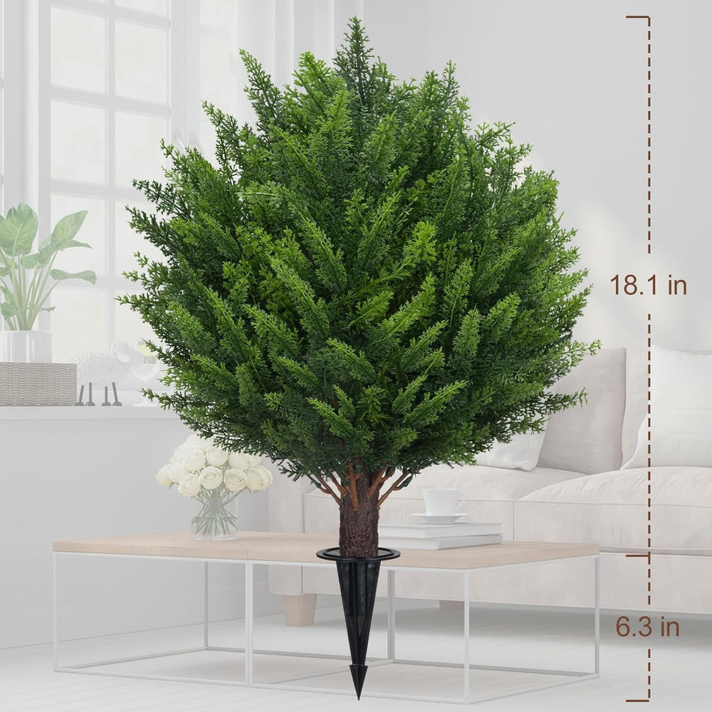 AOKIIE Artificial Cedar Topiary Bushes 24" with Ground Spike 2PCS