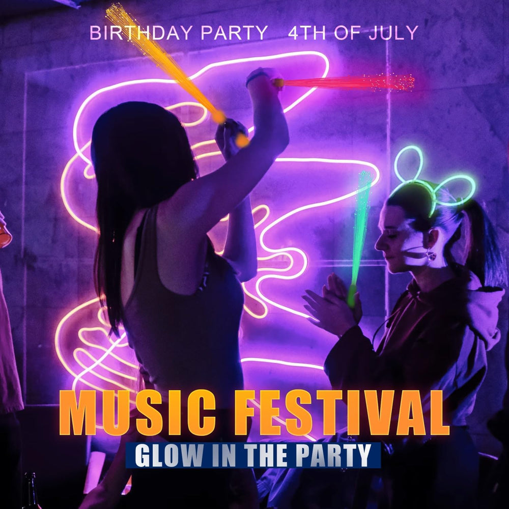 36 Pack Orange Glow Sticks Light Up Fiber Optic Stick Glow Wands Bulk with 3 ...