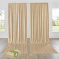 PartyVillage 10ft×15ft Beige Backdrop Curtain for Wedding Parties, 2 Panels Wrinkle Free 15 FT Long Polyester Photo Backdrop Drapes Back Drop Cloth for Birthday Photography Background