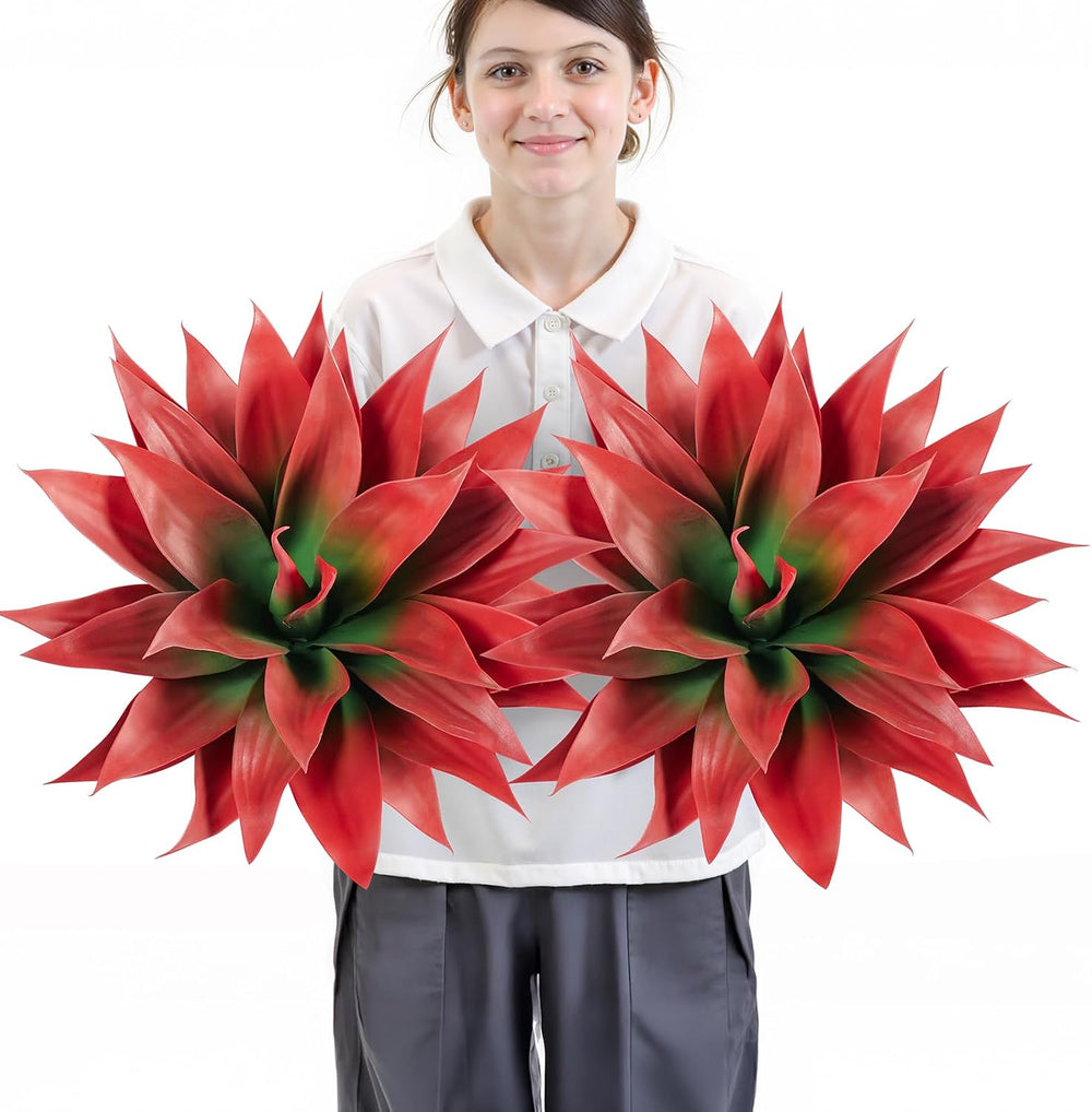Velener Fall Fake Agave Artificial Plant, Red Fake Succulents Plant for Room ...