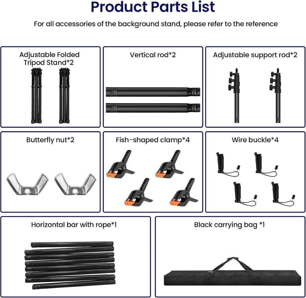 Jiang&Rong Portable Reverse-Folding Backdrop Stand Kit 10ft x 6.5ft(W x H)