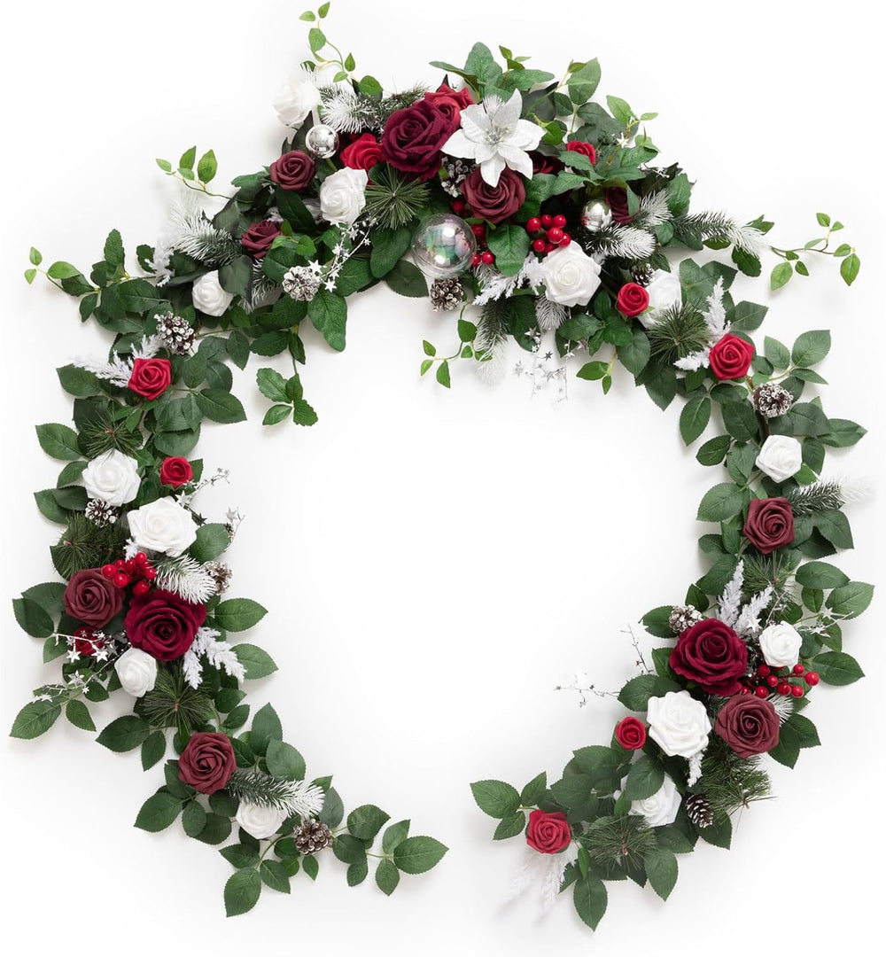 Ling's moment Christmas Artificial Flower Garland Wedding Arch 6 FT