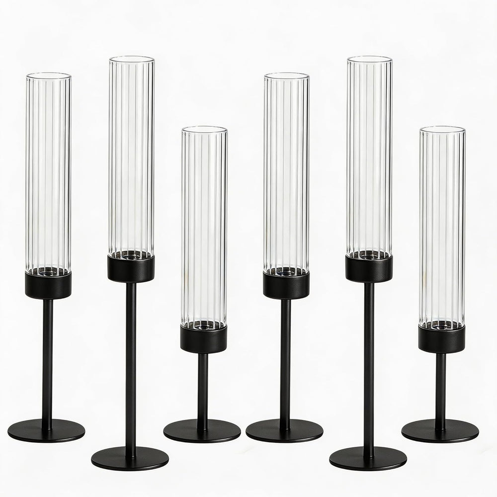 Hurricane Glass Candle Holder, Vintage Taper Candlestick Holders