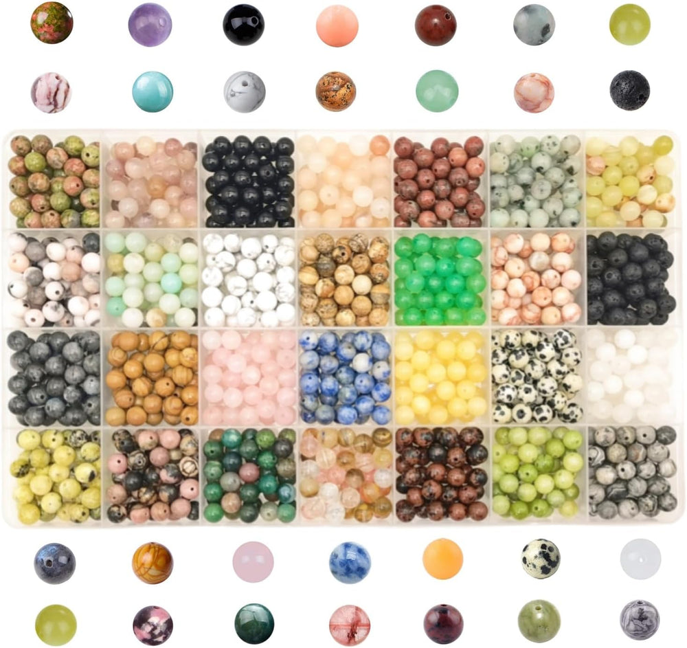 1120pcs 6mm Crystal Natural Gemstone Beads Bracelet Jewelry Making Kit