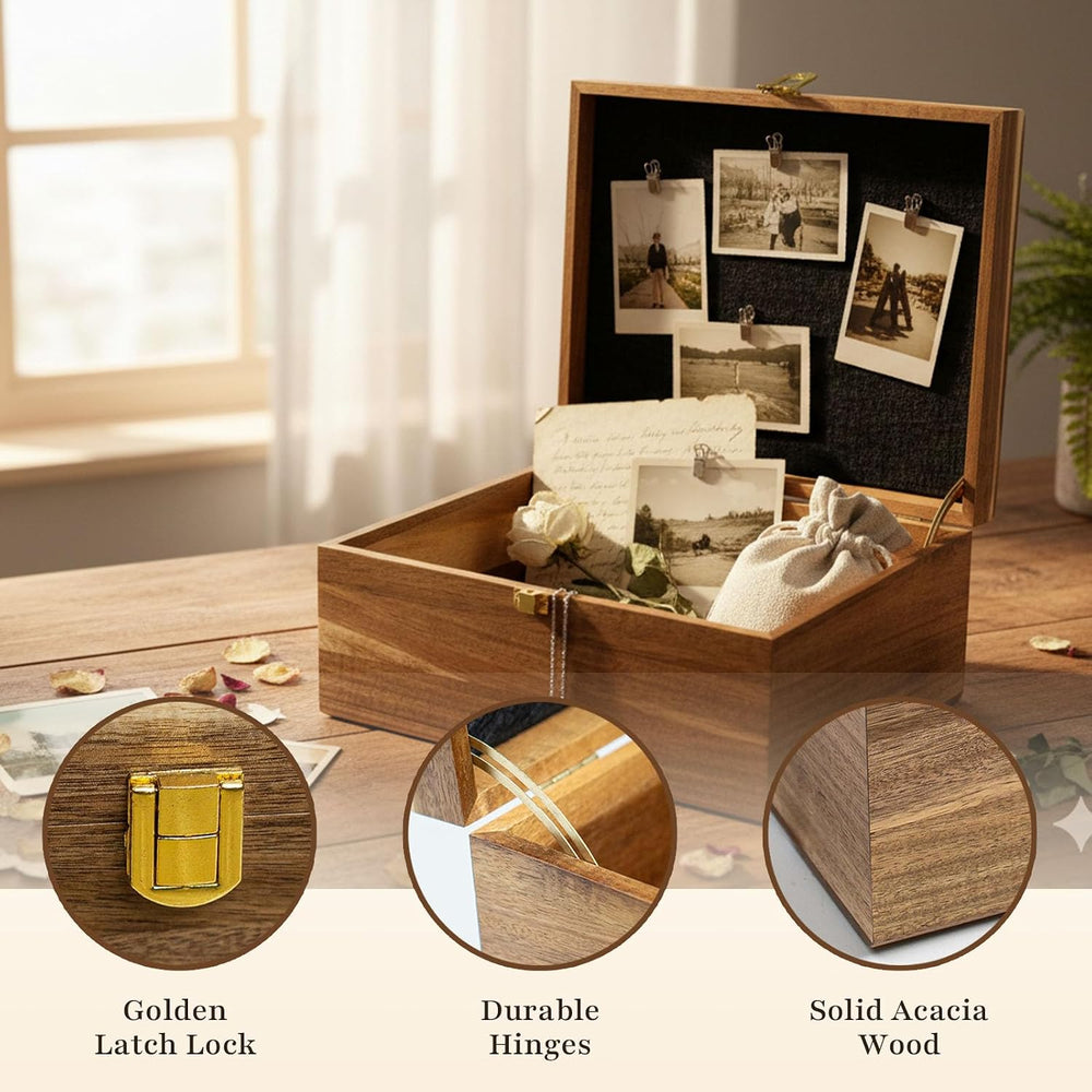Acacia Keepsake Memory Box, Large 11"x8.6"x5", Tree of Life En...