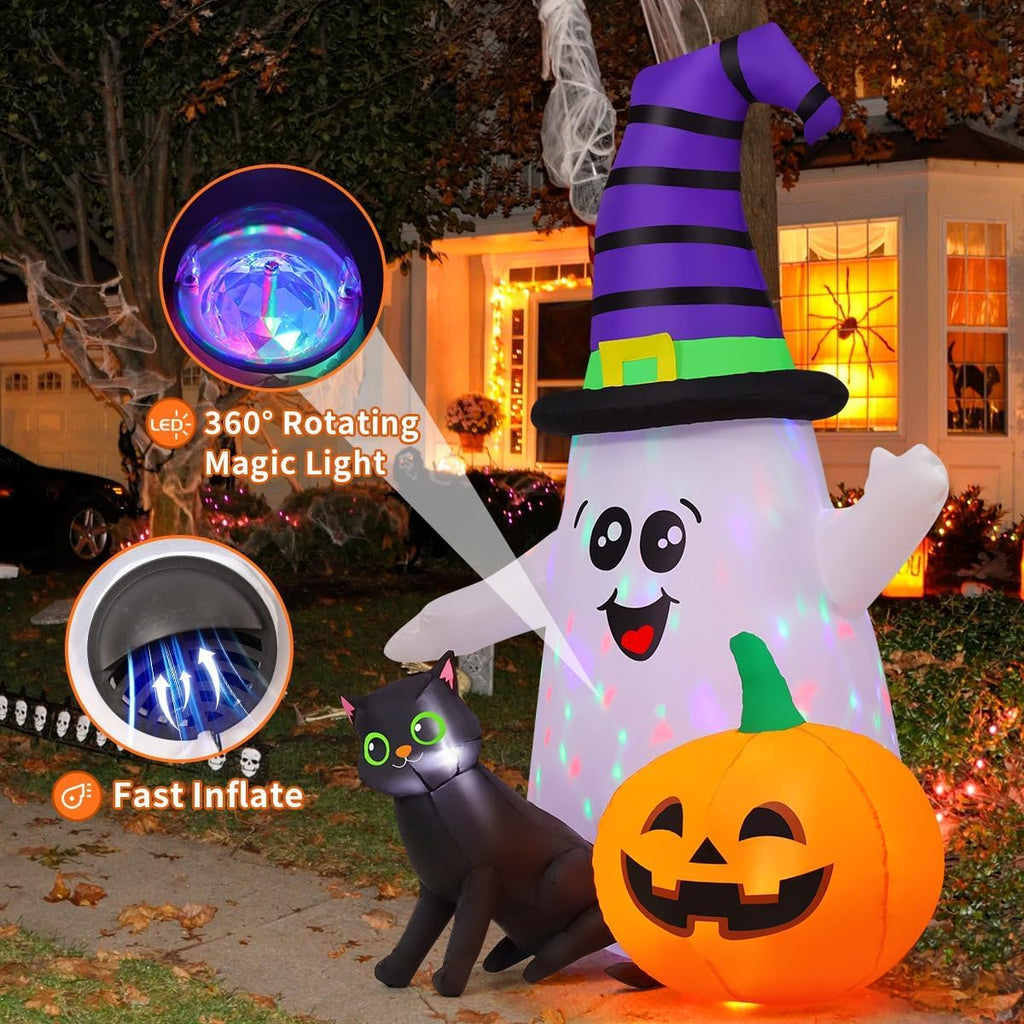 goosh 5ft inflatable halloween cute ghost with the, close-up detail