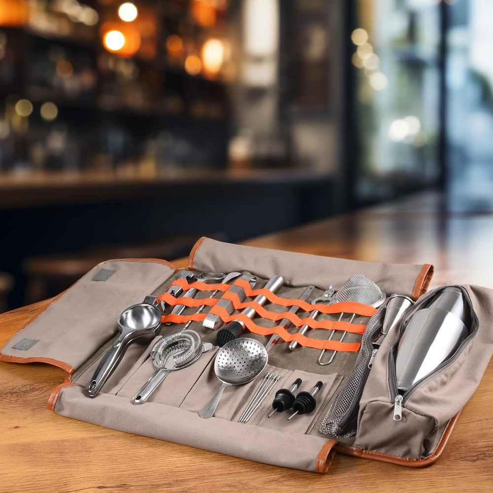 Travel Bartender Kit – 22-Pc Bartending Kit with Bar Tools Bartender Accessor...