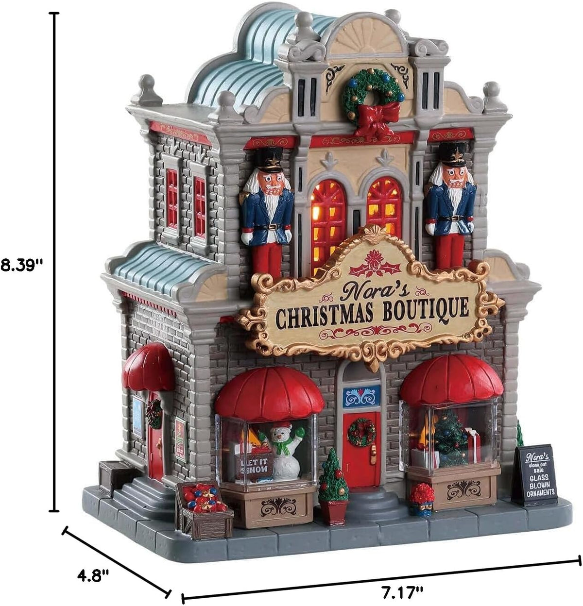 lemax 85344 caddington collection nora’s christmas boutique lighted, side view