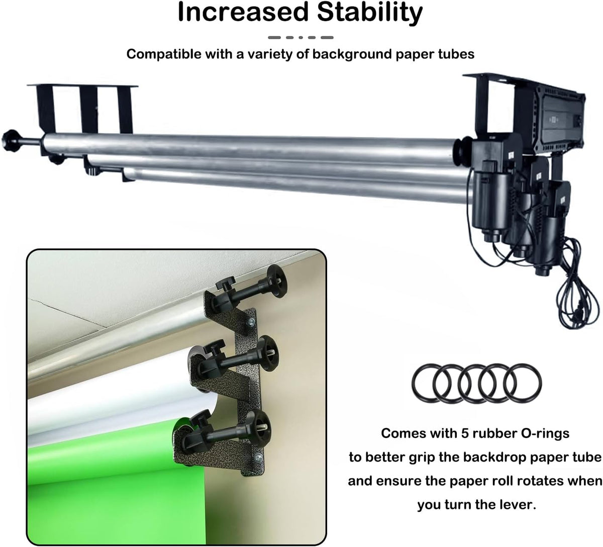 118"/3m metal tube crossbar for manual/electric studio roller, side view