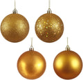 Vickerman 4-Piece Assorted Finish Ball, 3-Inch, Antique Gold, 16 Per Box
