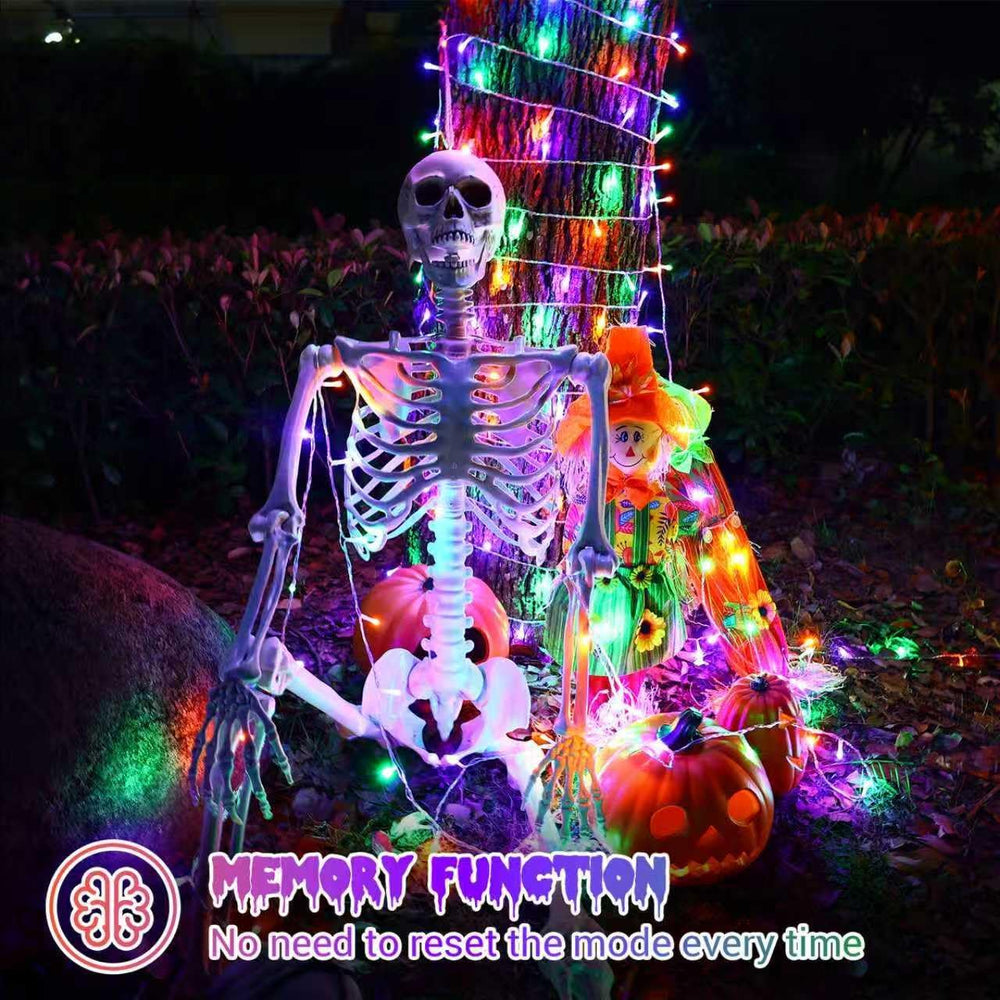 QITONG Halloween String Lights Outdoor, 165ft 500 LED Orange Purple Green led...