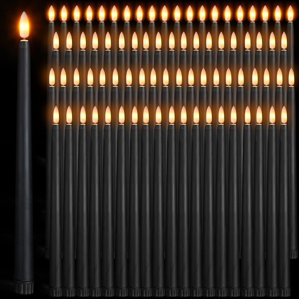 Qunclay 120 Pcs Black Flameless Taper Candles, Battery Operated LED Candles